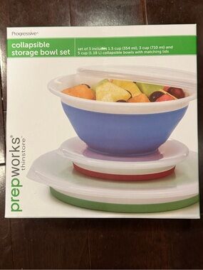 Prepworks Collapsible Storage Bowl Set - Blue/Green/Red